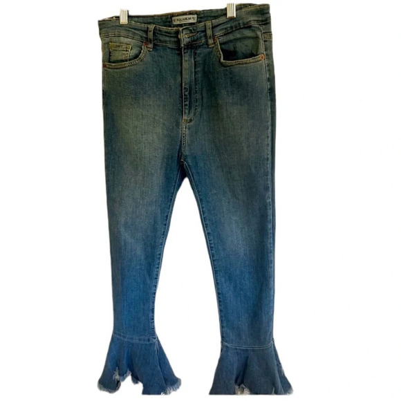 Pull and Bear flare bell bottom frayed jeans size  29 - Picture 1 of 6